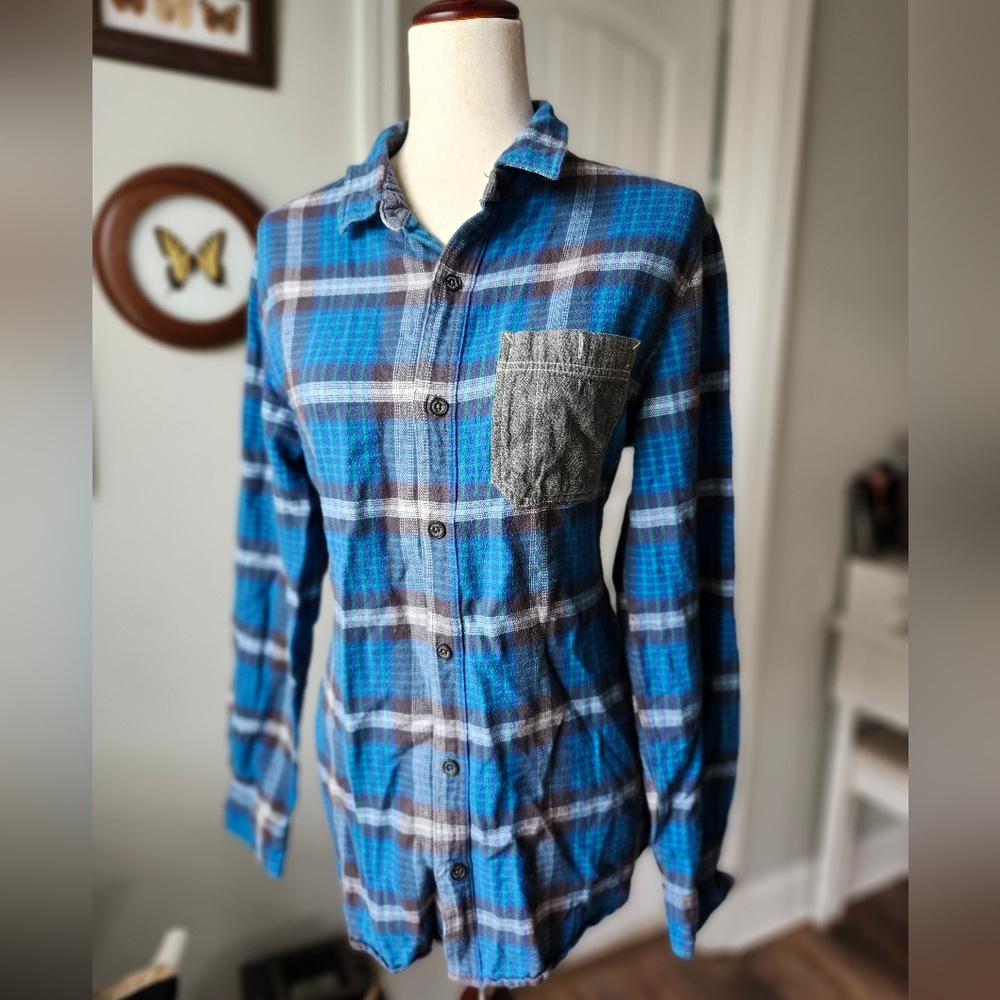 Modern Amusement Blue and Gray Plaid Shirt
